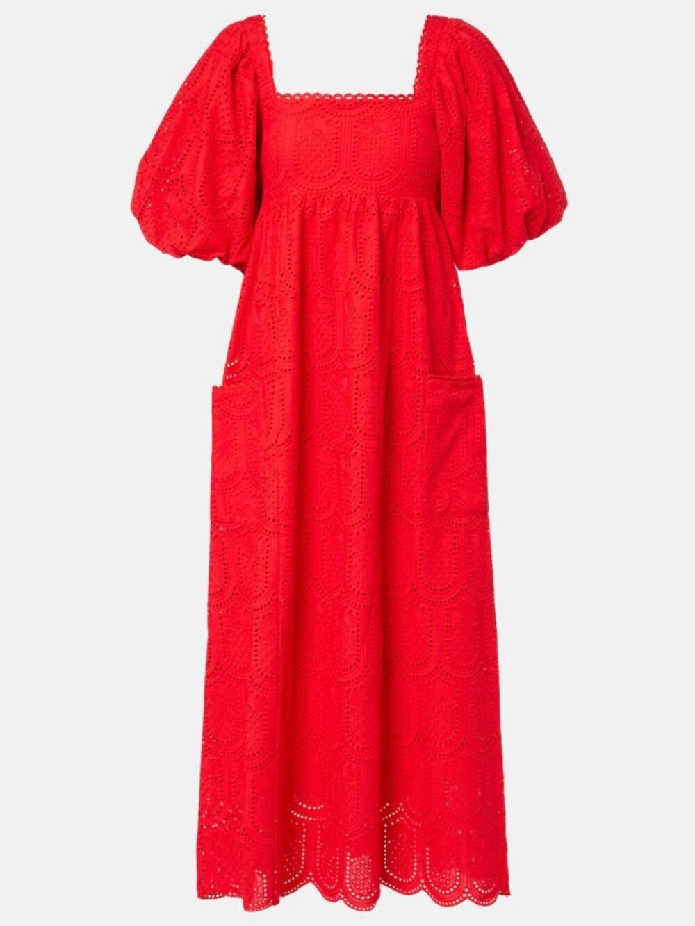 Amazing FARM Rio Red Pineapple Eyelet Maxi Dress in sz XS NWT - Picture 8 of 11